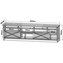 Cama Meble televizoriaus spintelė GRANERO RTV BI, 2000mm, 567mm, 350mm, baltos stumdomos durys, blizgios durys, 3 lentynos