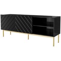 Cama Meble televizoriaus spintelė ABETORTV15+ST C, 1500mm, 420mm, 600mm, juoda, blizgi juoda, 2 durys, 3 lentynos, plienas