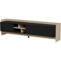 Cama Meble televizoriaus spintelė PORTO 473500, 1900x380x500mm, ąžuolas/juoda, 3 durys, 1 lentyna, PUSH TO OPEN, MDF