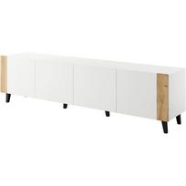 Cama Meble televizoriaus spintelė FARO RTV200 BI, 2000mm, 420mm, 520mm, 4 durys, 4 lentynos, balta, ąžuolo craft, matinė