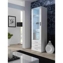 Cama vitrina SOHOWITS1 BI/BI, 600mm, 410mm, 1920mm, 1 durys, 3 stalčiai, 3 lentynos, blizgus, baltas