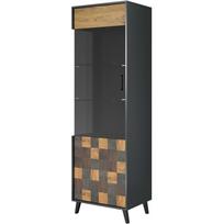 Cama Meble vitrina SOUL1D, 1920mm, 600mm, 450mm, 1 durys, 4 lentynos, antracitas, kolonijinis stilius