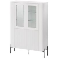 Cama Meble vitrinos spinta VERA 471009, 1100mm, 400mm, 1600mm, baltos MDF ir grūdinto stiklo durys, 4 durys, 6 lentynos