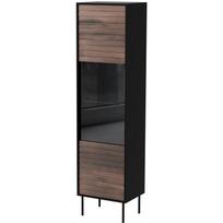 Cama Meble vitrinos spinta CORTINA 490315, 530x400x1820 mm, 1 durys, 4 lentynos, juoda, riešutas