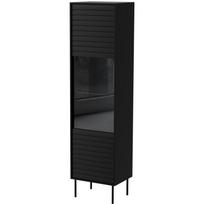 Cama Meble Vitrinos spinta CORTINA 490305, 530x400x1820mm, 1 durys, 4 lentynos, juoda, varstomos, PUSH TO OPEN, stiklas