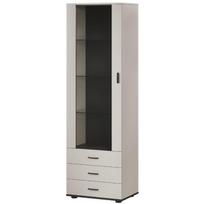Cama Meble vitrinos spinta S1 SOHO 201049, 600mm, 410mm, 1920mm, 1 durys, 3 stalčiai, 3 lentynos, kašmyro spalva, juoda rankena