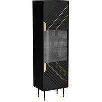 Cama Meble vitrina MOUNTAIN 207004, 540mm, 400mm, 1800mm, juoda auksinė, 1 durys, 4 lentynos, MDF, medžio drožlių plokštė