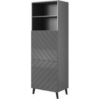 Cama Meble Spintelė ABETO WIT GR, 600mm, 400mm, 1765mm, 2 durys, 5 lentynos, MDF, medžio drožlių plokštė, blizgus, grafitas