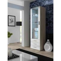 Cama vitrina SOHO S1 SOHOWITS1 DS/BI, 600mm, 410mm, 1920mm, 1 durys, 3 stalčiai, 3 lentynos, baltos blizgios durys