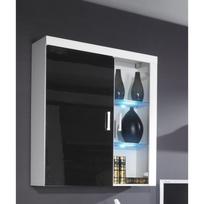 Cama pakabinama vitrinos spinta SAMBA 4 BI/CZ, 900mm, 350mm, 1110mm, 2 durys, 4 lentynos, MDF, grūdintas stiklas, balta