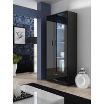 Cama vitrinos spinta SOHO S6 SOHOWITS6 CZ/CZ, 800x410x1920 mm, 2 durys, 2 stalčiai, 6 lentynos, juoda, blizgi, MDF