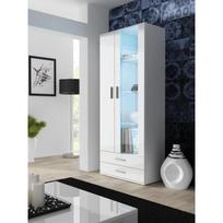 Cama vitrinos spinta SOHO S6 2D2S SOHOWITS6 BI/BI, 80cm, 41cm, 192cm, 73kg, 6 lentynos, 2 stalčiai, baltos blizgios durys, MDF