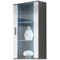 Cama Meble pakabinama vitrinos spinta SOHOWITS2 SZ/BI, 600mm, 290mm, 1150mm, 1 durys, baltos durys, pilkas rėmas, blizgus