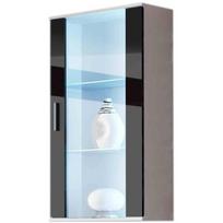 Cama Meble pakabinama vitrina SOHOWITS2 BI/CZ, 290mm, 600mm, 1150mm, 1 durys, juodos, baltos, blizgus, 2 lentynos, stiklas, MDF