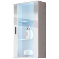 Cama Meble pakabinama vitrina SOHOWITS2 BI/BI, 290mm, 600mm, 1150mm, 1 durys, 2 lentynos, baltos, blizgios, MDF, grūdintas stiklas
