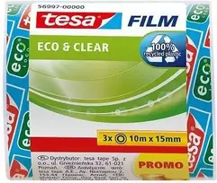 tesa tesafilm eco & clear lipni juosta, 10 m x 15 mm, permatoma, 3 ritinėliai 56997-00000-01
