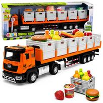 Žaidimų zona | PC | Konsolės | Priedai // Žaislai ir žaidimai vaikams // Ciężarówka Transportowa Na Baterie Produkty Spożywcze Pomarańczowa 1:40