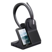 Ausinės Yealink Yealink WH64 laidinis ir belaidis dvigubas ausinių rinkinys su galvos juosta, skirta skambučiams/muzikai, Bluetooth, įkrovimo stovas Black
