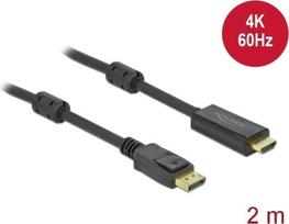 Adapteris AV Delock Cable aktyvus DisplayPort 1.2 į HDMI kabelis 4K 60 Hz 2 m - Black