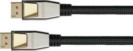 Python DisplayPort 1.4 kabelis nailono pintu apvalkalu juodas 5m