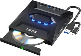 Išorinis DVD/CD įrašymo įrenginys Unitek, USB šakotuvas 5Gbps, SD kortelių skaitytuvas T1037A01
