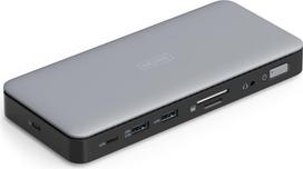 Stacja dokująca USB-C 11 portowa, max. 4K/60Hz z HDR, HDMI, DP, max. 3 monitory (MST), USB-C 3.2 Gen2, Gigabit Ethernet, SD/Micro SD, DC 150W