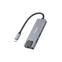 Adapteris USB-C->RJ45/2xUSB-A/USB-C/PD 0,25 m aliuminis
