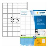 HERMA lipnios adresų etiketės A4 baltos 38,1x21,2 mm popierius 6500 vnt.