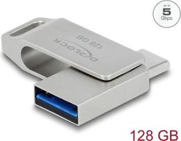 Delock USB 3.2 Gen 1 USB-C + Typ-A atminties laikmena 128GB - metalinis korpusas
