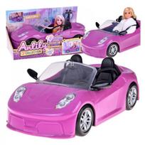 Violetinis sportinis automobilis klasikinei kabrioleto lėlei dviem lėlėms ZA5697