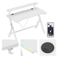 Kompiuterinių žaidimų stalas Huzaro Hero 1.9 RGB, su lentyna, Balta