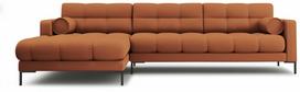 Kampinė sofa Cosmopolitan Design Bali, juoda sp./brick red s., kairinė, 185 x 293 cm x 75 cm
