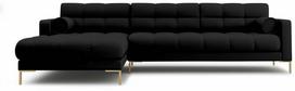 Kampinė sofa Cosmopolitan Design Bali Neve 100, aukso sp./juoda sp., kairinė, 185 x 293 cm x 75 cm