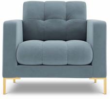 Krėslas Cosmopolitan Design Velvet Bali, aukso sp./šviesiai mėlyna sp., 96 cm x 87 cm x 75 cm