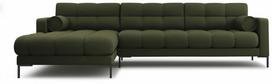 Kampinė sofa Cosmopolitan Design Bali Neve 39, juoda sp./žalia sp., kairinė, 185 x 293 cm x 75 cm