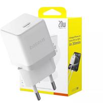 BASEUS tinklo įkroviklis, adapteris 20W USB-C Type-C greitas įkrovimas PD QC, baltas