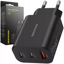 Spartusis sieninis įkroviklis telefonui 3x USB USB-C Type-C 30W Quick Charge