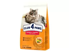 CLUB 4 PAWS Premium ėdalas suaugusioms katėms „Hairball Control“ 2 kg