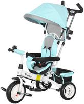 HOMCOM 6-in-1 triratukas su stumiamąja rankena, vaikų triratukas su nuimamu stogeliu nuo saulės, su 5 taškų saugos diržais, krepšiu, gėrimų laikikliu, skirtas 1-5 metų vaikams, žalias
