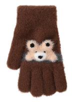 BeSNAZZY Megztos pūkuotos pirštinės R-285-Brown/16 cm