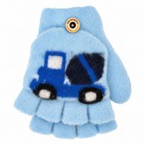 BeSNAZZY Megztos pūkuotos pirštinės R-220-LBlue/13 cm