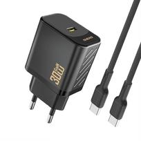 Dudao sieninis įkroviklis A27PCEU PD 30W GaN USB-C su USB-C laidu - juodas