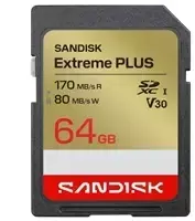 SANDISK Extreme PLUS SD 64GB UHS-I atminties kortelė