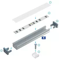 Profilis aliuminis anoduotas LED juostoms SLIM paviršinis, X, 1m LUMINES