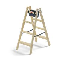 Dvipusės medinės kopėčios Hailo Master H80, 2 x 4 pakopos, rudos