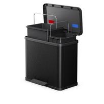 Hailo Öko Duo Plus L rūšiavimo šiukšliadėžė su pedalu 26L (17+9L), matinė juoda