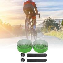 Bullspann Dviračio vairo juosta (1 pora), neslystanti ir smūgius sugerianti vairo juosta, dirbtinė oda ir Eva plokštė plento dviračiui, ventiliuojama vairo juosta Mtb dviračiui, 216 x 3 cm, storis 3 mm, žalia