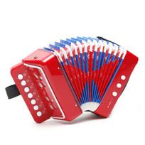 Raudonas vaikiškas akordeonas su 7 klavišais ir 2 bosiniais mygtukais - edukacinis muzikos instrumentas vaikams.