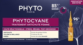 PHYTO Phytocyane Reactional – serumas nuo reakcinio moterų plaukų slinkimo, 12 ampulių po 5 ml