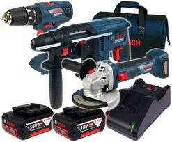 Akumuliatorinių įrankių rinkinys BOSCH GBH 180-LI, GSB 183-LI, GWS 180-LI, 2x4,0Ah, su krepšiu